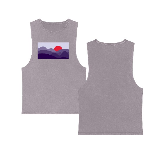 Minimalist Sun Cyber Grape Purple Double Sided Mineral Wash Tank Tops