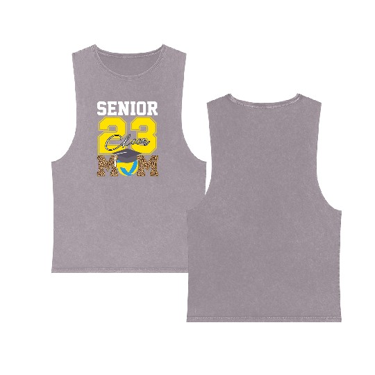 Cheer Mom Senior Class Of 2023 Volleyball Fan Gift Double Sided Mineral Wash Tank Tops