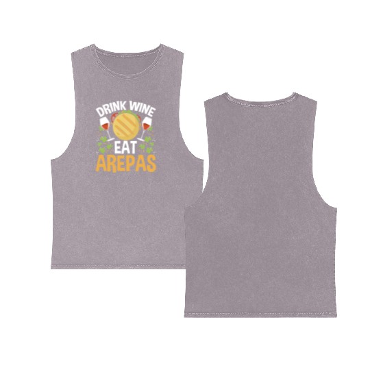 Arepas Lover Wine Drinking Hispanic Heritage Month Double Sided Mineral Wash Tank Tops