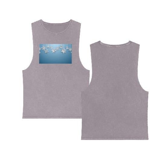 Elegant Hanging Snowflakes Light Blue Double Sided Mineral Wash Tank Tops