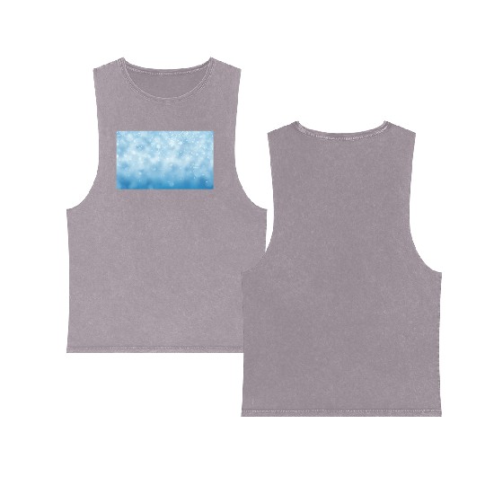 Blue Bokeh Christmas Snowflakes Double Sided Mineral Wash Tank Tops