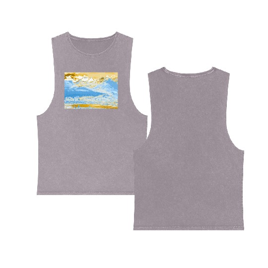 Golden Blue Mountain Lake Double Sided Mineral Wash Tank Tops