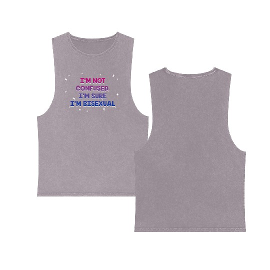 I'm Sure I'm Bisexual Bi Positivity Bi Pride Double Sided Mineral Wash Tank Tops