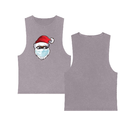 Black African American Christmas 2022 Santa Wearin Double Sided Mineral Wash Tank Tops