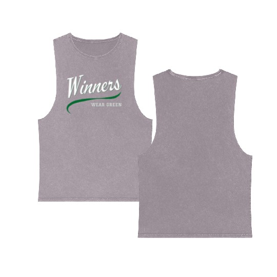 Winners Wear Green Double Sided Mineral Wash Tank Tops