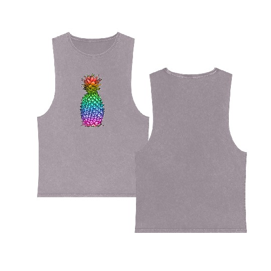 Pineapple Gay Lesbian Pride Rainbow Tropical LGBTQ Double Sided Mineral Wash Tank Tops