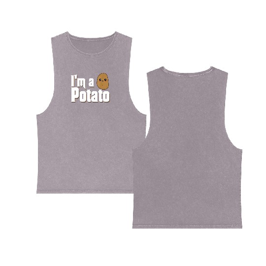 I am a Potato Fries Cute Costume Potatoes Lovers Double Sided Mineral Wash Tank Tops