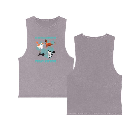 I love all kinds of stray cats stray kitten rescue Double Sided Mineral Wash Tank Tops