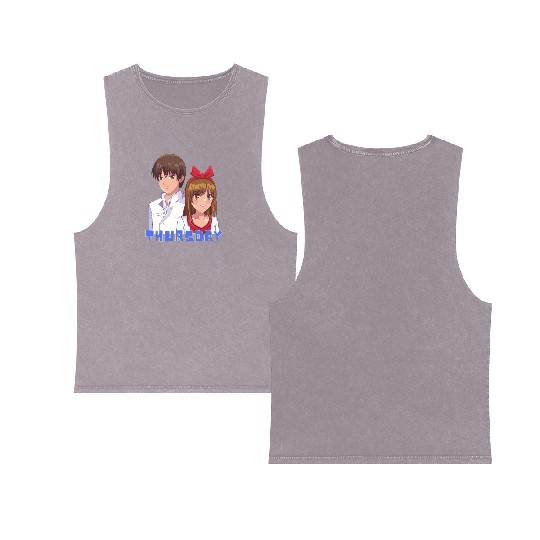 Anime Boy and Girl Day of The Week Thursday Double Sided Mineral Wash Tank Tops