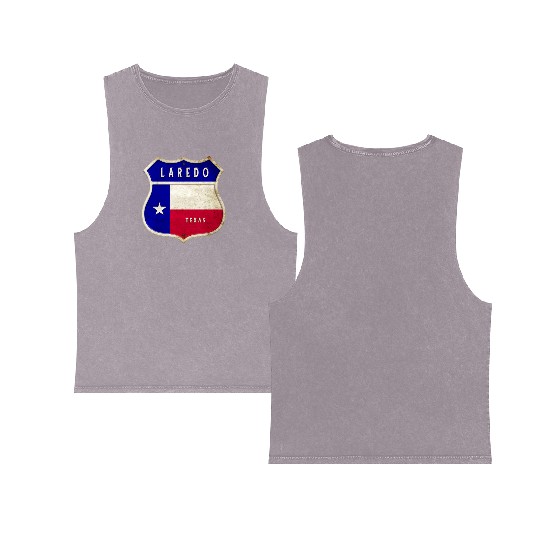 Laredo Texas crest flag design Double Sided Mineral Wash Tank Tops