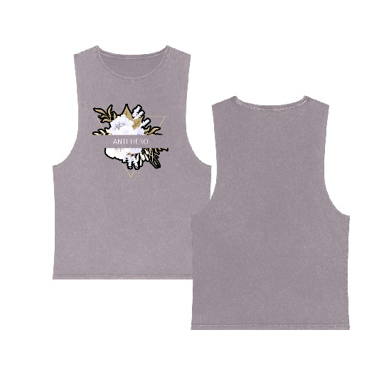 Anti-Hero Flower Text Gift Music Fan Lover Double Sided Mineral Wash Tank Tops