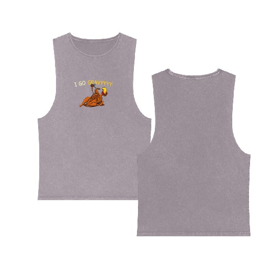 Thanksgiving I Go Gravy Thankful Turkey Double Sided Mineral Wash Tank Tops