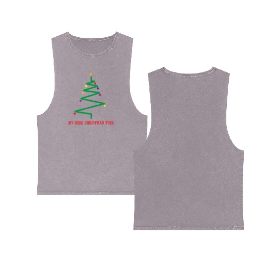Geek Xmass Tree Double Sided Mineral Wash Tank Tops