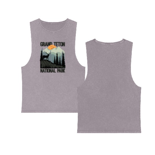 Grand Teton National Park Mountains Wilderness Double Sided Mineral Wash Tank Tops
