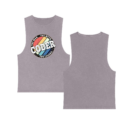 Coder. The man. The myth. The legend. Double Sided Mineral Wash Tank Tops