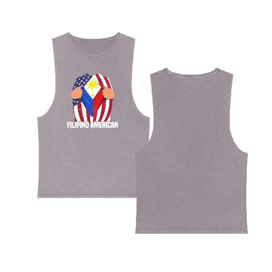 Hero Design for Proud American Pinoys Double Sided Mineral Wash Tank Tops