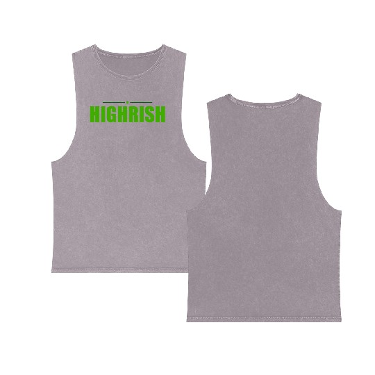 Highrish Weed Marijuana St Patricks Day Double Sided Mineral Wash Tank Tops
