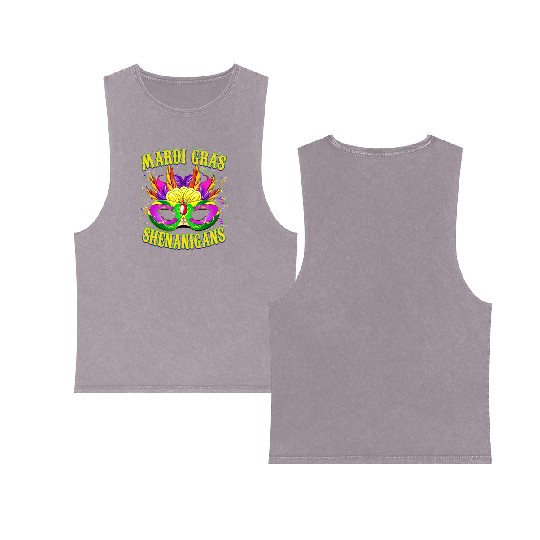 Mardi Gras Shenanigans - Funny Mardi Gras Double Sided Mineral Wash Tank Tops