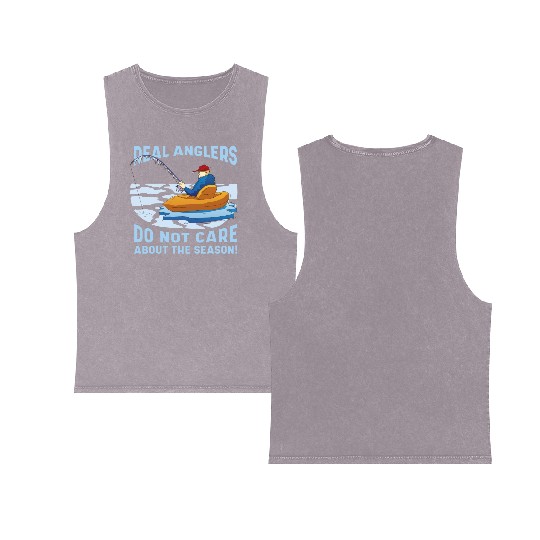 Real fishermen do not care about the season Real f Double Sided Mineral Wash Tank Tops