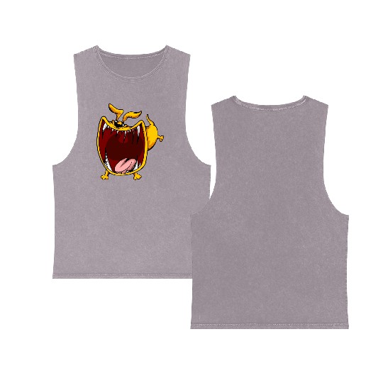 Scary Big Mouth Dog Owners Pet Lover Gift Ideas Double Sided Mineral Wash Tank Tops