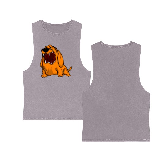 Scary Big Mouth Dog Owners Pet Lover Gift Ideas Double Sided Mineral Wash Tank Tops