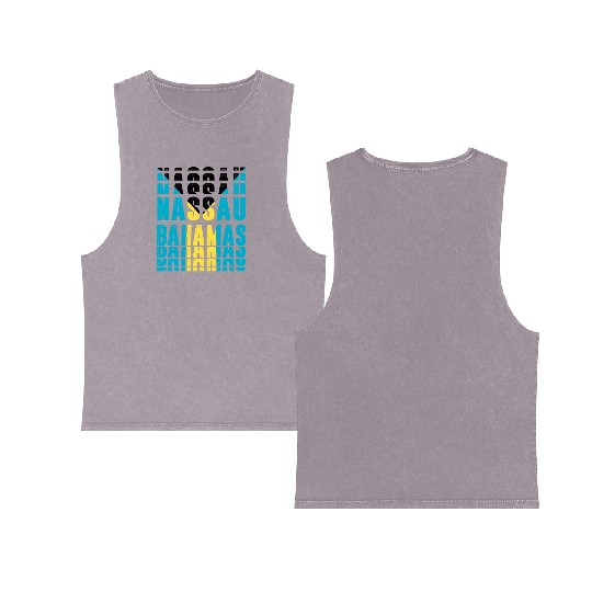 Nassau Bahamas flag design Double Sided Mineral Wash Tank Tops