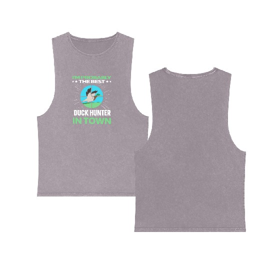 Duck Hunting Funny Double Sided Mineral Wash Tank Tops
