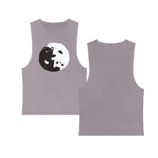 ying yang cat Double Sided Mineral Wash Tank Tops