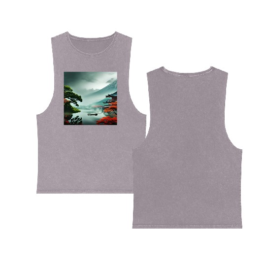 Aesthetic japan nature Double Sided Mineral Wash Tank Tops