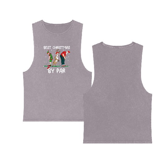Golf Elf Golfer Christmas Santa Claus Golfing Double Sided Mineral Wash Tank Tops
