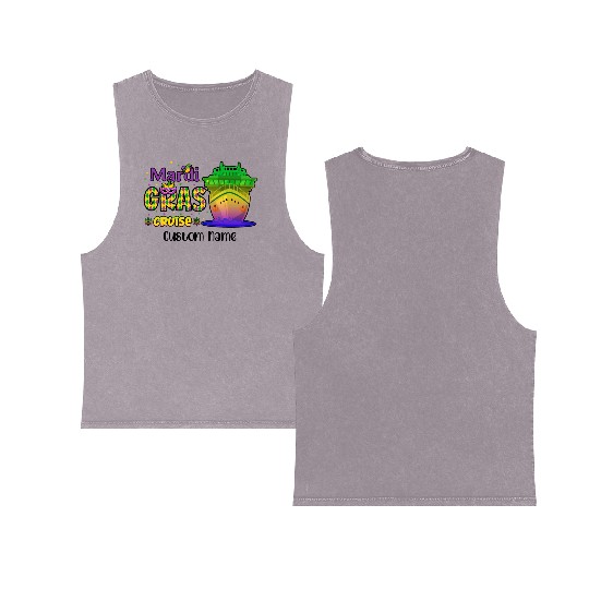 Mardi Gras Cruise Mardi Gras Carnival Trip Funny Double Sided Mineral Wash Tank Tops