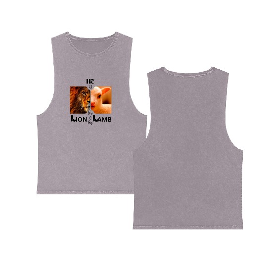 He is the Lion and the Lamb Double Sided Mineral Wash Tank Tops