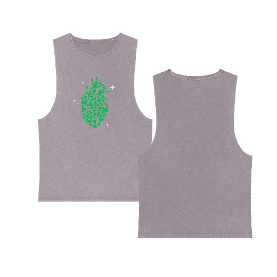Shamrock Heart Cardiac Nurse St Patricks Day Double Sided Mineral Wash Tank Tops