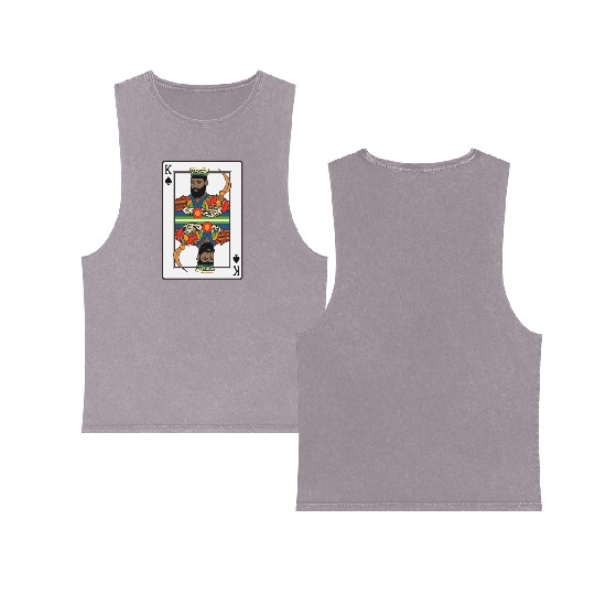King Spades African American Card Halloween Double Sided Mineral Wash Tank Tops
