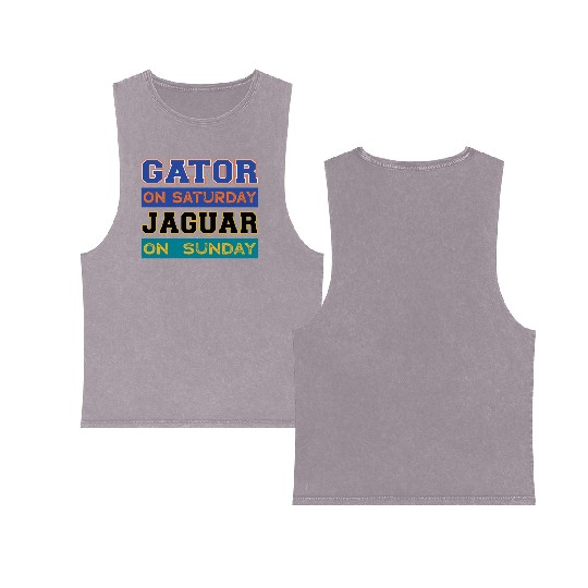 Gator On Saturday Jaguar On Sunday Jacksonville Fo Double Sided Mineral Wash Tank Tops
