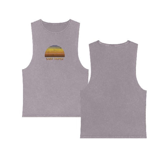 Vintage Sunset Family Vacation Souvenir Saint Double Sided Mineral Wash Tank Tops