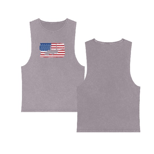 F-15 Eagle Fighter Jet American Flag F15 Eagle Double Sided Mineral Wash Tank Tops