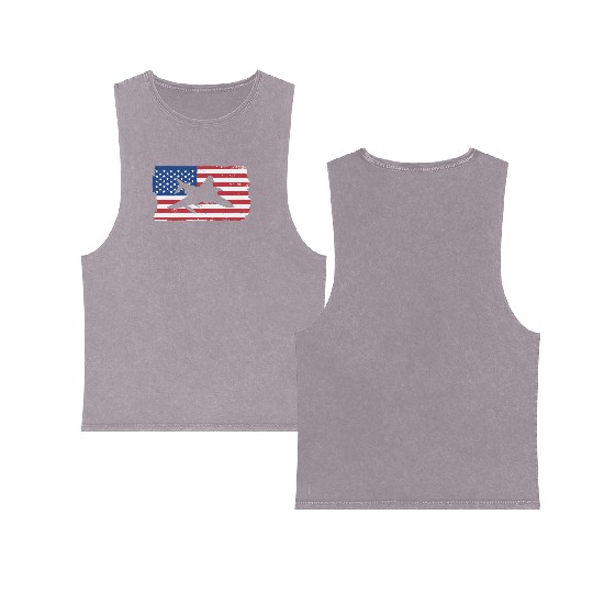 F-4 Phantom Fighter Jet American Flag F4 Phantom Double Sided Mineral Wash Tank Tops