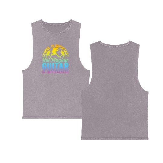 Playing Guitar Is Importanter - Playing Guitar Gui Double Sided Mineral Wash Tank Tops