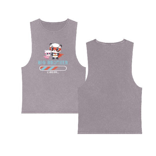 Big brother super hero panda cat Double Sided Mineral Wash Tank Tops