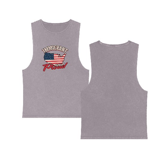 US Immigrant Indigenous USA Immigrants america Double Sided Mineral Wash Tank Tops