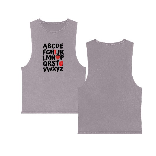 Valentines Day Alphabet ABC Toddler Kids Double Sided Mineral Wash Tank Tops