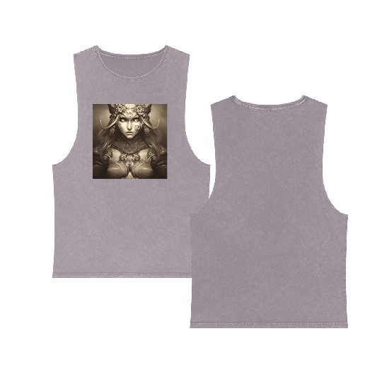 Warrior princess wearing gothic plate dark fantasy Double Sided Mineral Wash Tank Tops