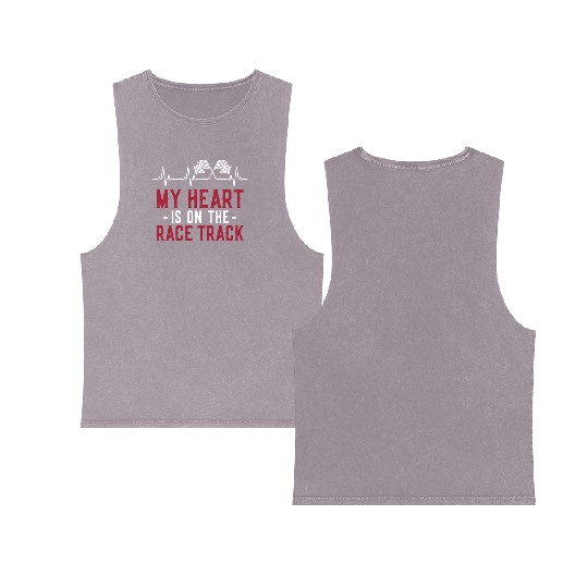 Drag Racing Race Car Girlfriend Double Sided Mineral Wash Tank Tops