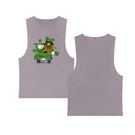 Principal Crew Gnomies Truck St Patrick Teacher Double Sided Mineral Wash Tank Tops