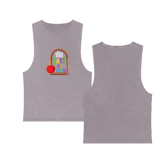 School Double Sided Mineral Wash Tank Tops, 100 Days Of Homeschool Double Sided Mineral Wash Tank Tops,