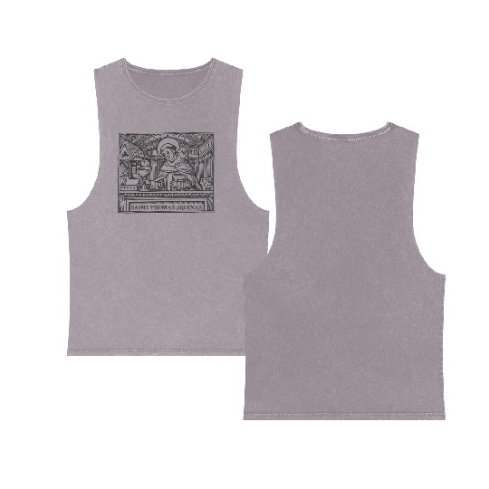 St Thomas Aquinas Patron Saint Students Catholic S Double Sided Mineral Wash Tank Tops