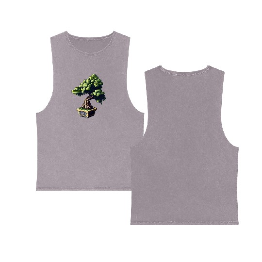 8 Bit Bonsai Tree Double Sided Mineral Wash Tank Tops