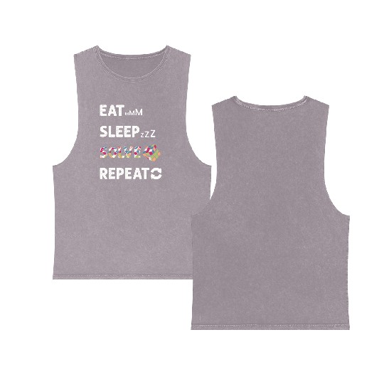 Eat Sleep Solve Repeat Math Speed Cubing Genie Double Sided Mineral Wash Tank Tops
