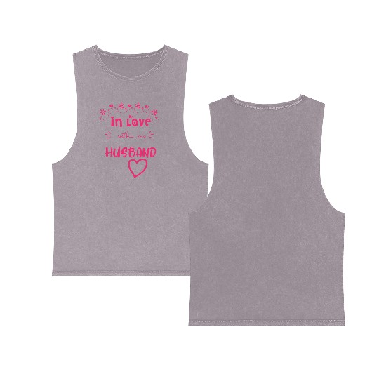 Love with My hasband Cute Valentine day Mom to Be Double Sided Mineral Wash Tank Tops